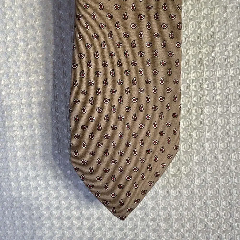 Vintage Chaps Ralph Lauren Red and Gold Paisley Silk Necktie
